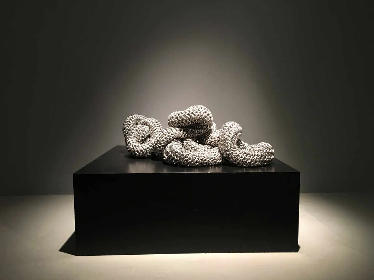 Anaconda 2013; Dimensions Variable; handmade aluminium chainmail; installation view, Akbank Sanat, Istanbul 2018 Anaconda 2013; Dimensions Variable; handmade aluminium chainmail; installation view, Akbank Sanat, Istanbul 2018