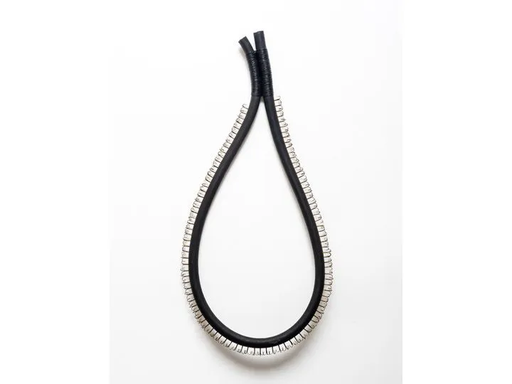 Collar 2013; 87cm x 40cm x 4cm; found cable, large fish hooks Collar 2013; 87cm x 40cm x 4cm; found cable, large fish hooks
