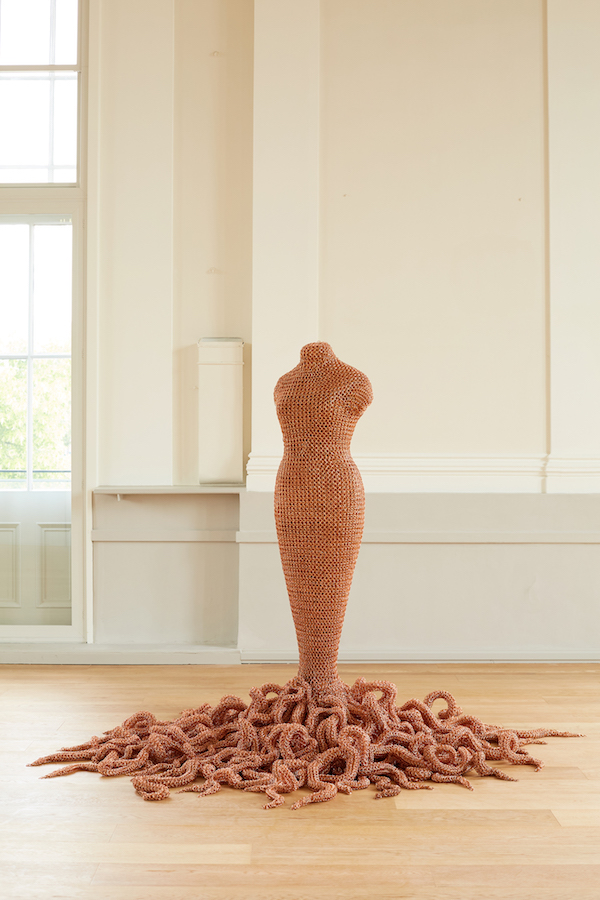 Medusa 2014; handmade copper chainmail installation view; St Albans Museum & Art Gallery 2018 Medusa 2014; handmade copper chainmail installation view; St Albans Museum & Art Gallery 2018