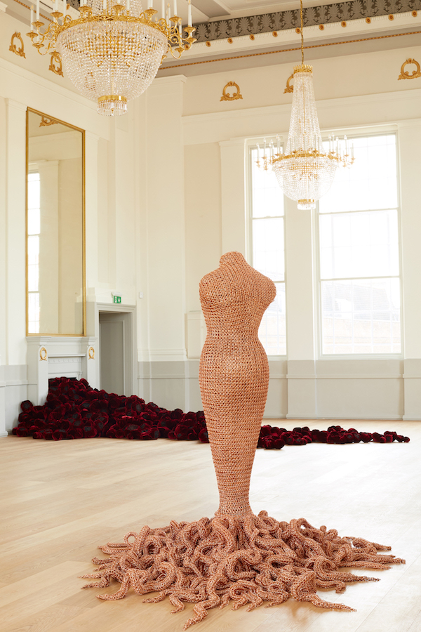 Medusa 2014; handmade copper chainmail installation view; St Albans Museum & Art Gallery 2018 Medusa 2014; handmade copper chainmail installation view; St Albans Museum & Art Gallery 2018