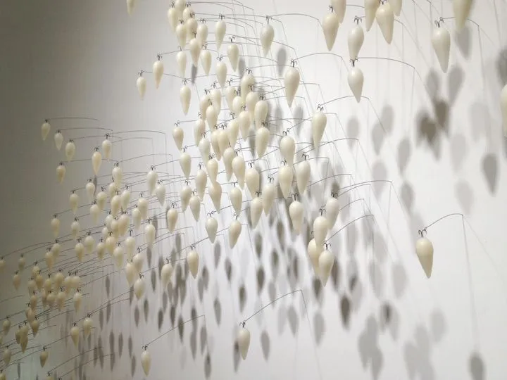 Siblings 2013; dimensions variable, fish hooks, wax, steel pins Siblings 2013; dimensions variable, fish hooks, wax, steel pins