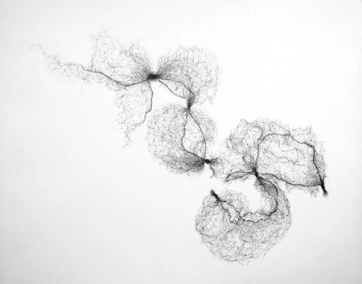 Tied Hairnets No 2; 2014; Pen on Paper; 152cm x 121cm Tied Hairnets No 2; 2014; Pen on Paper; 152cm x 121cm